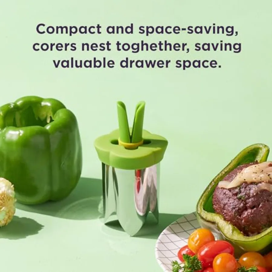 2in1 Peper- en Jalapeno-boorset met genesteld ontwerp voor efficiënte opslag Moeiteloos ontzaaien en snelle voedselbereiding