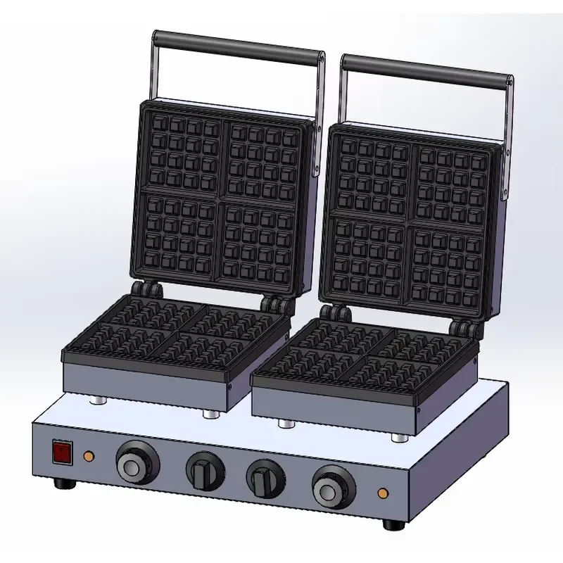 Commercial Electric Waffle Maker Machine Double Square Plate Non Stick Baker for Restaurant Hotel Kitchen Equipment