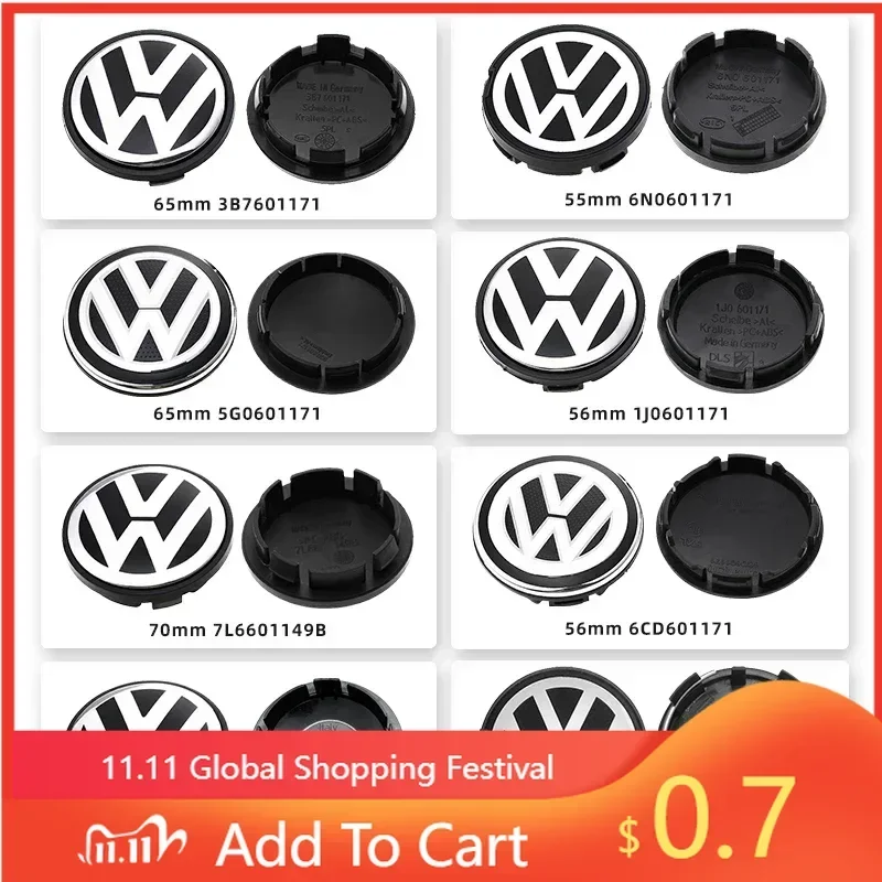 

For VW New 4pcs/set 56mm/65mm/66mm Car Styling Wheel Center Cap Hub Covers Badge Accessories For VW Volkswagen Golf 3B7601171