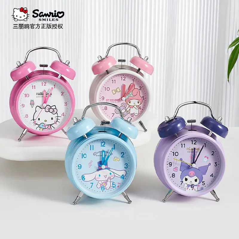 Kids Kuromi Alarm Clock Hello Kitty Girl Student Wake Up Learning Clock Anime Sanrioed Cinnamoroll Desktop Glow Alarm Clock Gift