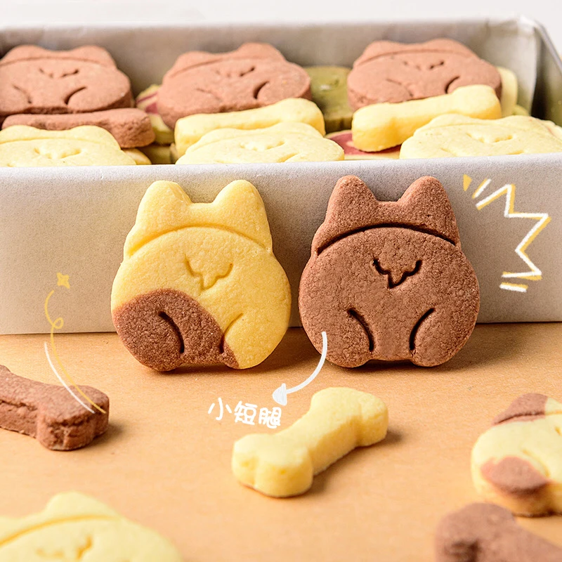 Cute Corgi Dog Bone Shaped Cookie Mold Cartoon Animals  3D Fondant Biscuits Embossing Mold Cake Decorating Press Stamp