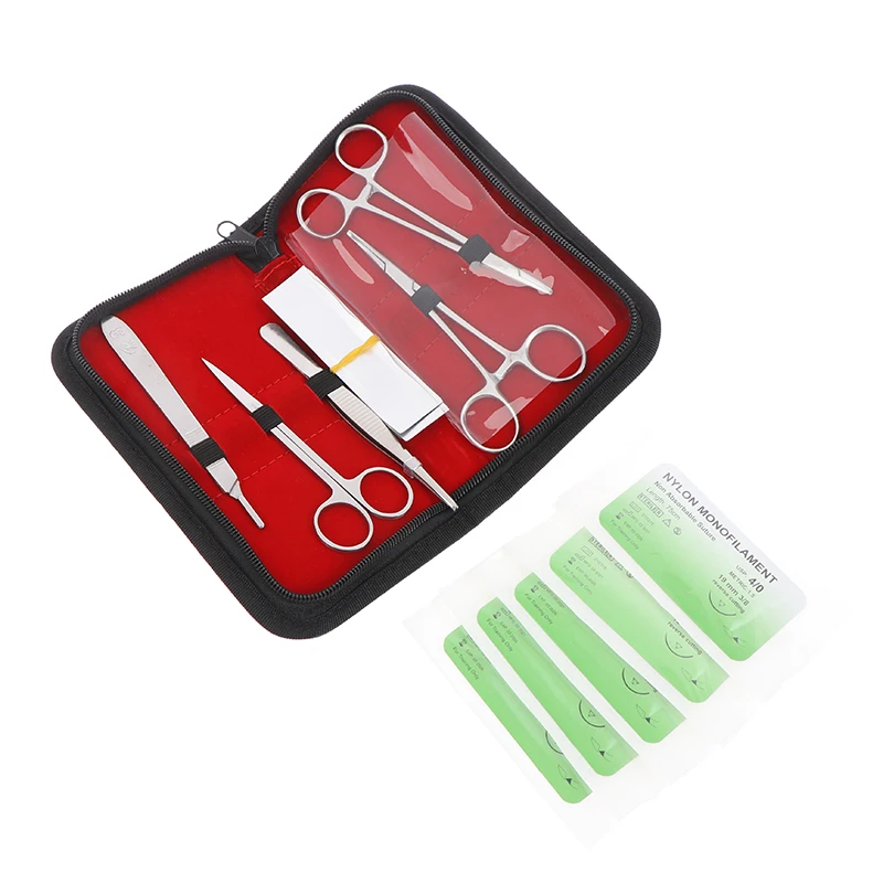 Kit de práctica de sutura quirúrgica para estudiantes de medicina, modelo de entrenamiento quirúrgico, juego de herramientas, tijeras, equipo