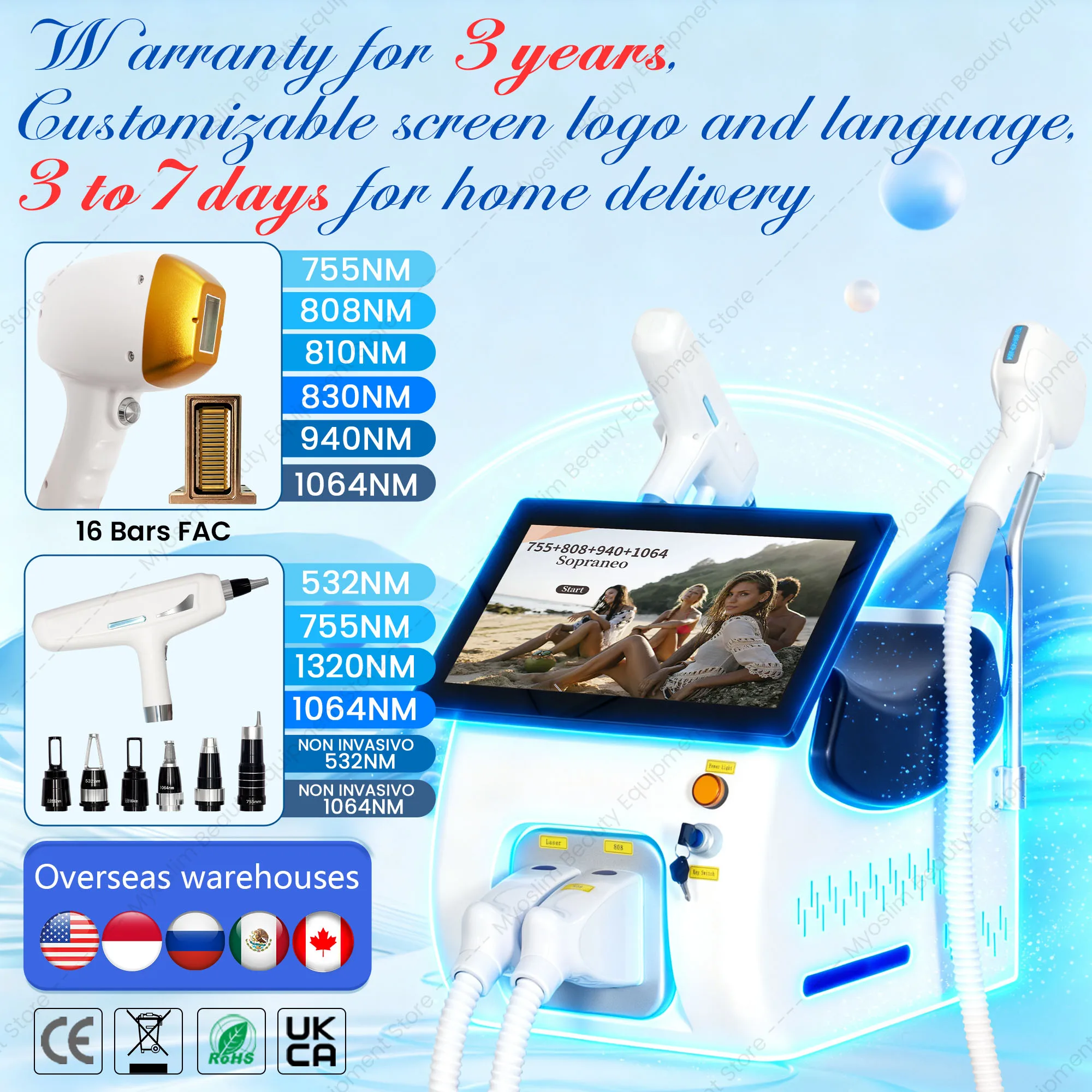 808 Diode Laser Machine Professional 2 In 1 Picosecond Device Support 24 Hours Continuous Working For Salon Hair Tattoo Removal