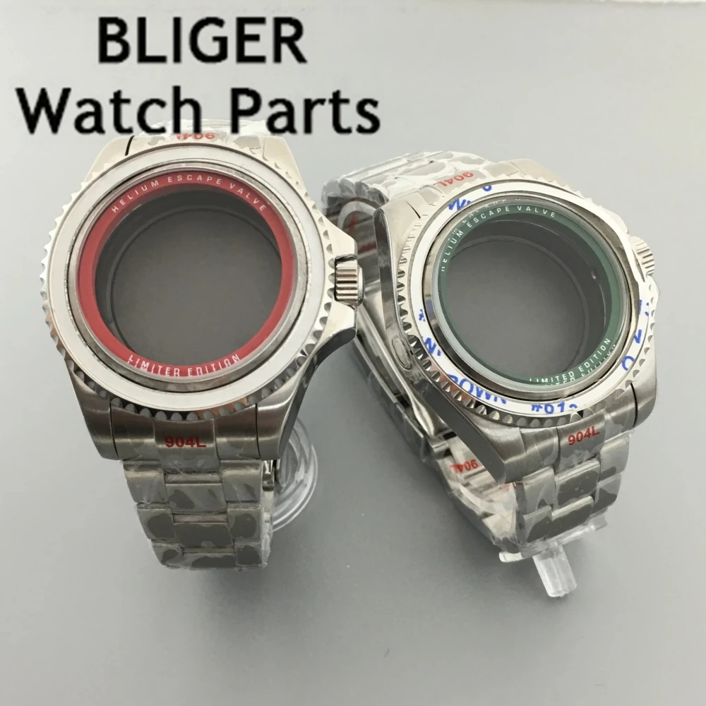 大型深海時計ケース,ブレスレット,サファイアクリスタル,シルバー,nh34,nh35,nh36,eta2824,pt5000ムーブメント,44mm