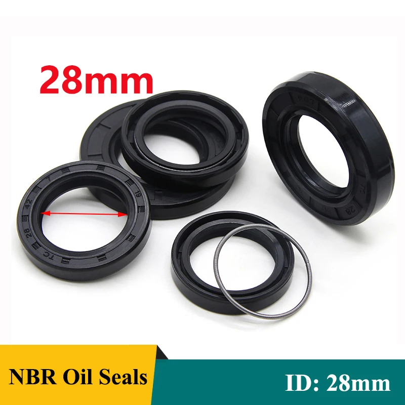 

Black NBR Oil Seals ID 28mm TC-28*35/38/40/42/45/47/48/50/52/55/56/62*4/5/7/8/10/12mm Nitrile Rubber Shaft Double Lip Gaskets