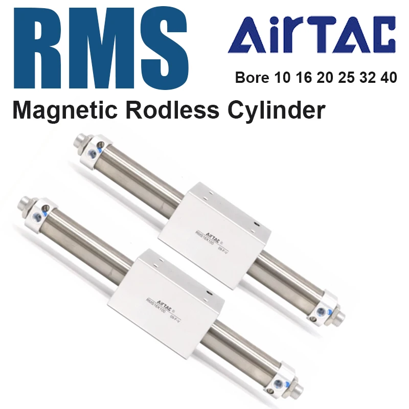 AirTAC RMS Rodless Cylinder Magnetic Coupling Type Adjustable Buffer Long Stroke Pneumatic Linear Slide Actuator