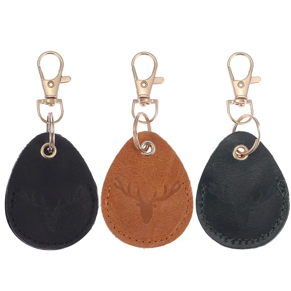 Leather Access Card Case Anti-lost Fingerprint-proof Card Holder Keychain Accessories Anti-fall Access Card Bag Universal image 5