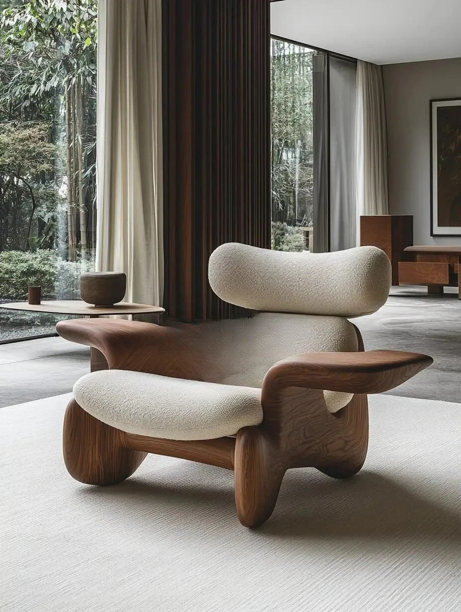 single leisure chair designer sofa chair balcony lazy chair Wind solid wood art soft decoration creative special-shaped
