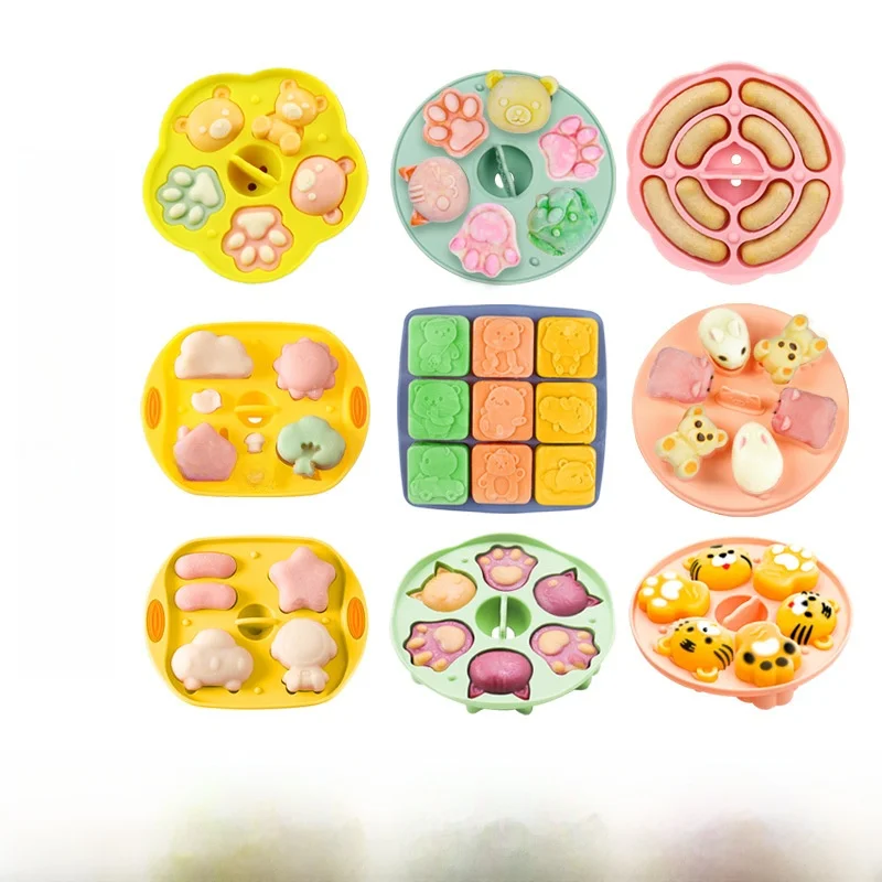 Utensilio de silicona de grado alimenticio para hornear pasteles al vapor para bebés, utensilio para hornear salchichas de alimentos complementarios para niños, apto para microondas y vapor.