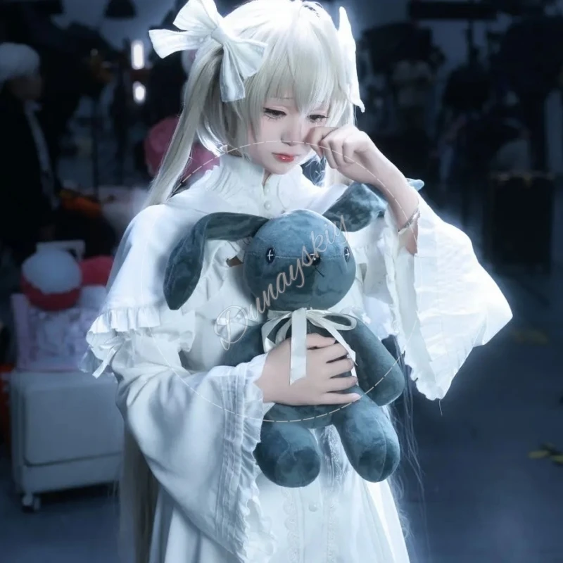 Accesorios de Cosplay de Kasugano Sora, Peluche de Conejito en 2 Colores: Gris y Gris Oscuro, Ojos de Punto Cruzado, Estilo Lolita Yosuga No Sora