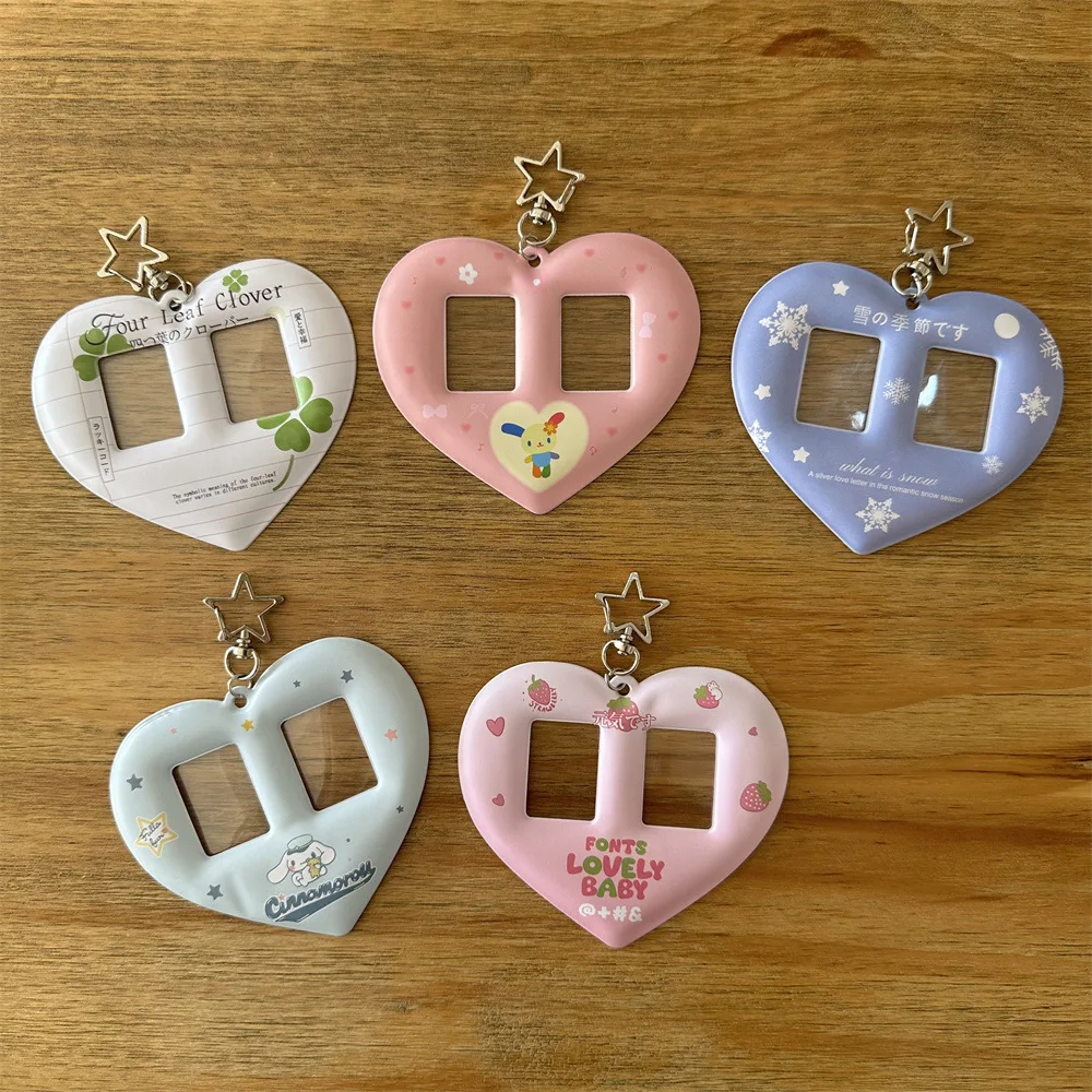 Kpop بطاقة زوجين صور واقية عرض الأكمام Ins فتاة القلب الحب 1 بوصة حامل بطاقة الطلاب حقيبة قلادة هدية