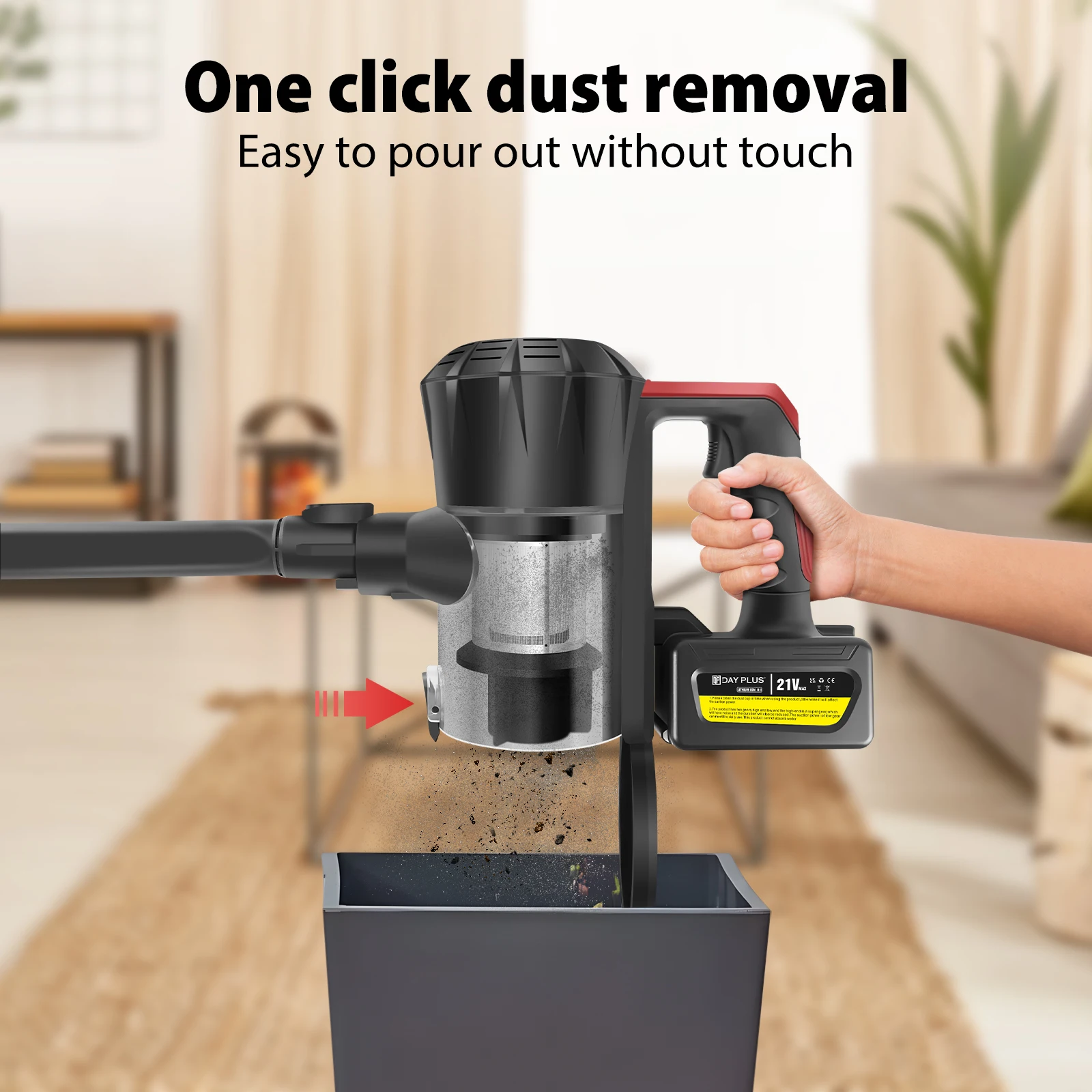 BRIEFNESS 6 في 1 مكنسة كهربائية لاسلكية 20000Pa شفط قوي مصباح ليد قابلة للشحن لشعر الحيوانات الأليفة الخشب الصلب سيارة السجاد جدار جبل الأحمر