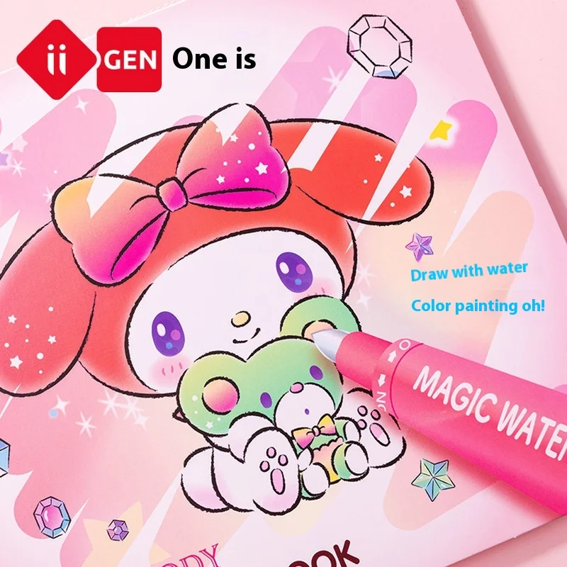 Iigen Stationery Sanrio Family Style Water Painting Book Children'S Coloring Book Baby Puzzle Graffiti Notebook Hello Kitty