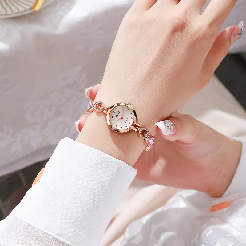 5 قطع مجموعة الذهب الأزرق الفاخرة ووتش المرأة حلقة قلادة القرط حجر الراين أزياء ساعة اليد عارضة السيدات ساعات يد