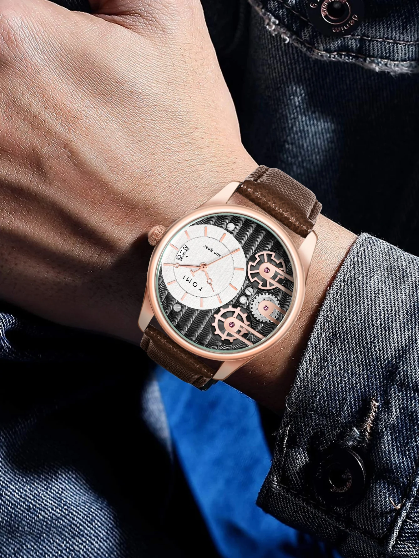 Tomi Herren Geschenk box Kombination Set Uhr Luxus und einfache Business abnehmbare Armband Quarzuhr Herren uhr Festival Geschenk – Detail 29