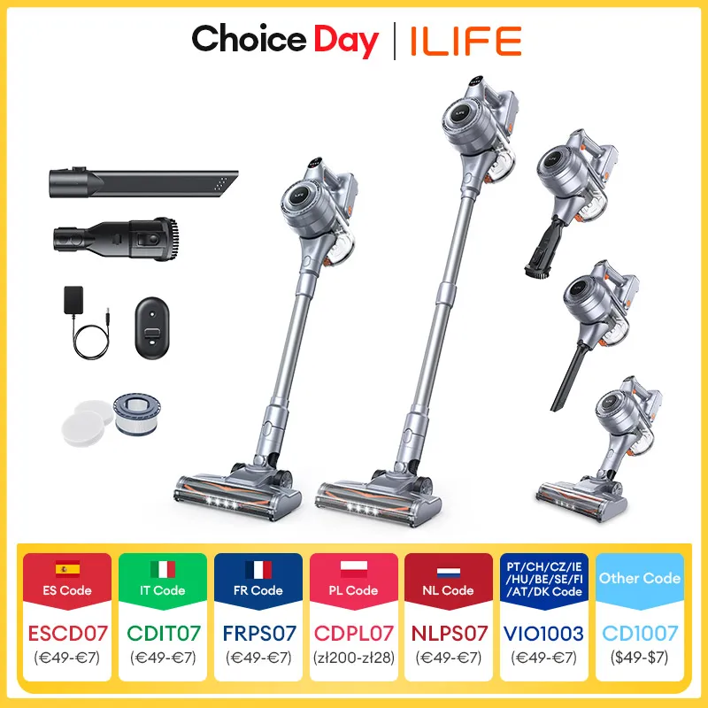 ILIFE-Robot aspirateur sans fil H80, aspiration 21kPa, tasse anti-poussière 1,2 L, autonomie de 40 minutes, illumination LED, batterie perfective