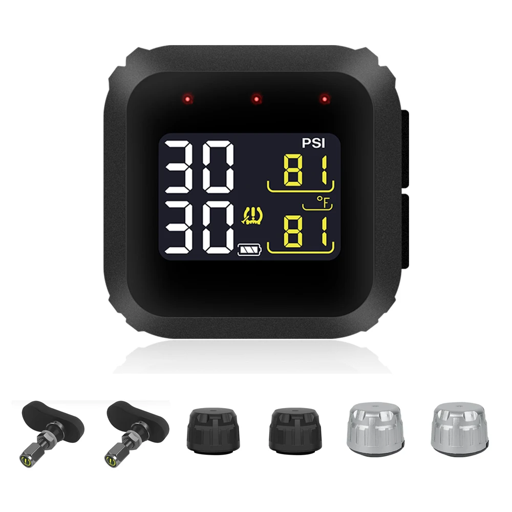 Wireless Tire Pressure Monitoring System M3X Moto Waterproof External built-in LCD Display Motorcycle Real Time TPMS