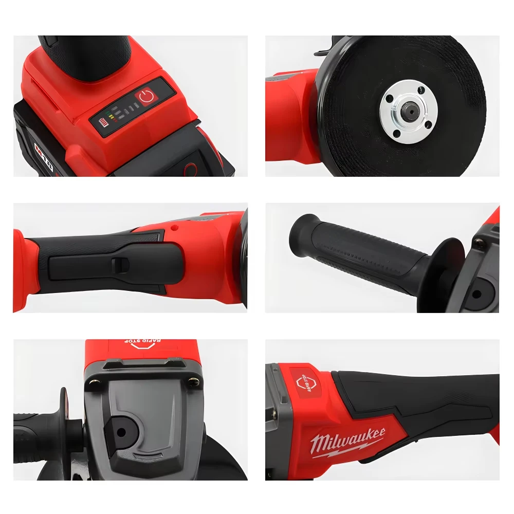 Milwaukee 125mm/100mm Brushless Angle Grinder 3 Gears Cordless Electric Polishing Variable Speed Cutting Machine 18V Power Tool