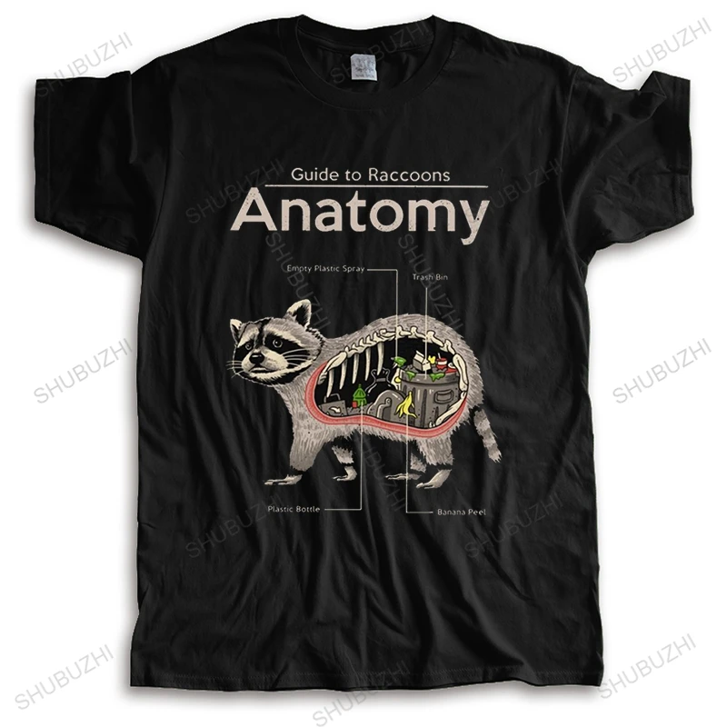 Vintage Mens Anatomy Of A Raccoon Tee Tops Short Sleeve Cotton T-shirt Summer Trash Panda Tshirt Animal Lover Shirts Clothing