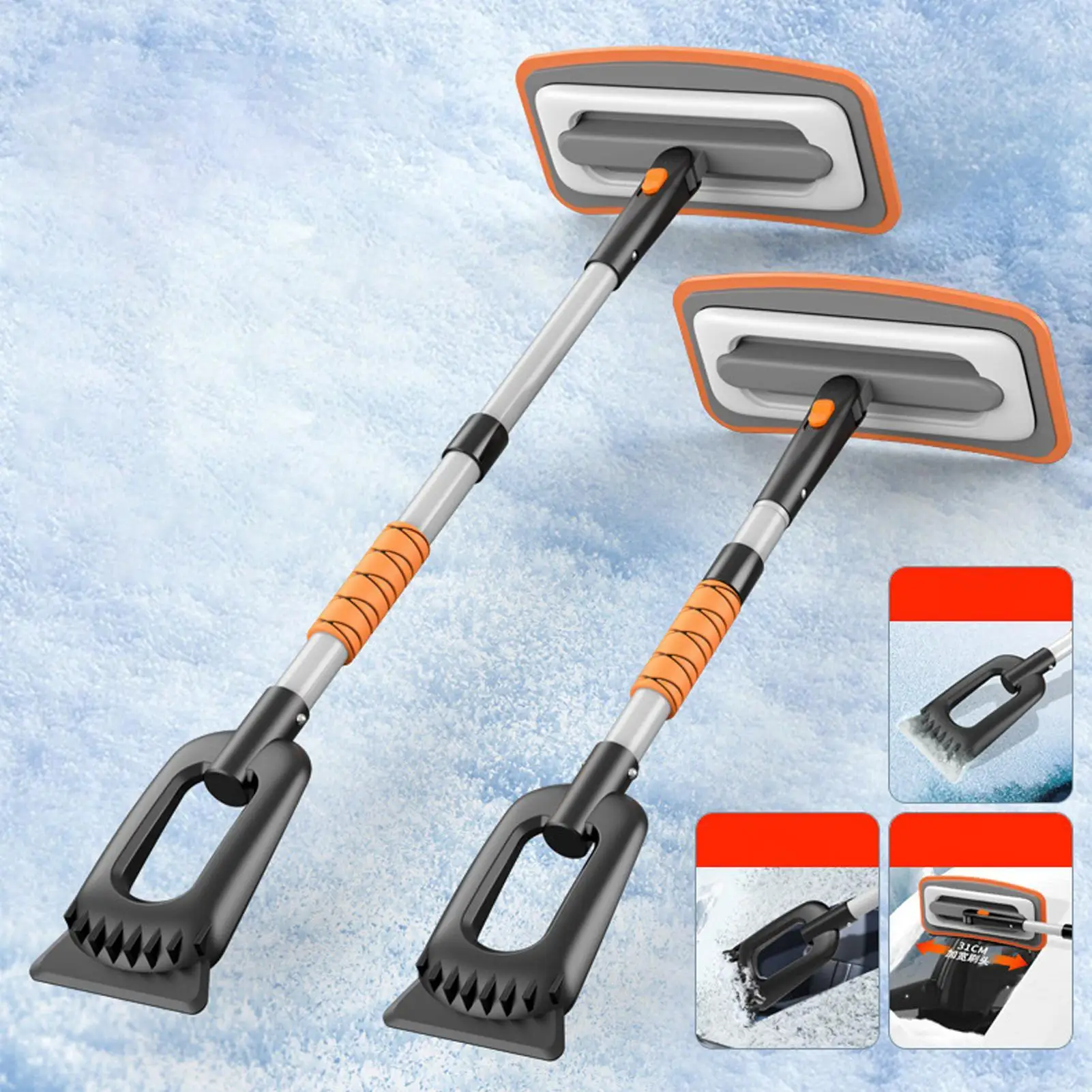Ice Scraper Extendable Aluminum Alloy Auto Supplies Car Windshield Scraper for Window Truck SUV Vehicle Roof Winter Cleaning