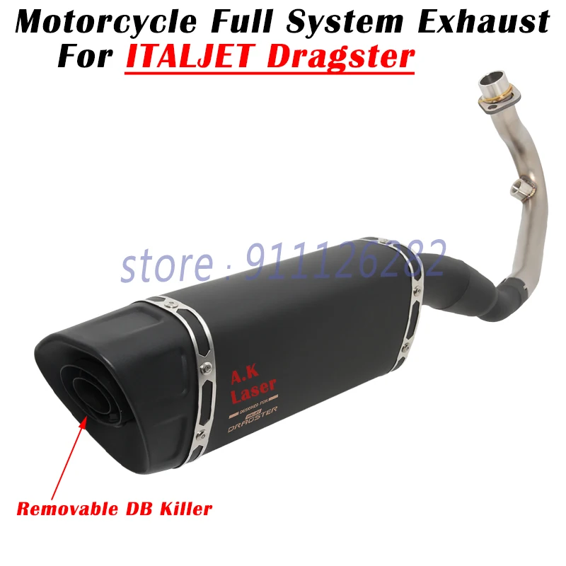 Slip On For ITALJET Dragster 125 200 Motorcycle Exhaust Escape Full System Modify Muffler With DB Killer Front Middle Link Pipe