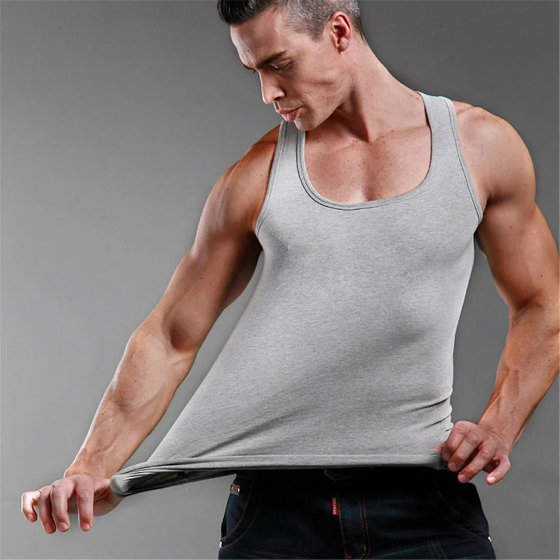 Men Tank Tops Casual Sleeveless Tees Summer Plus Size Men Clothing Solid Color Singlets Sleeveless Fitness Male Vest