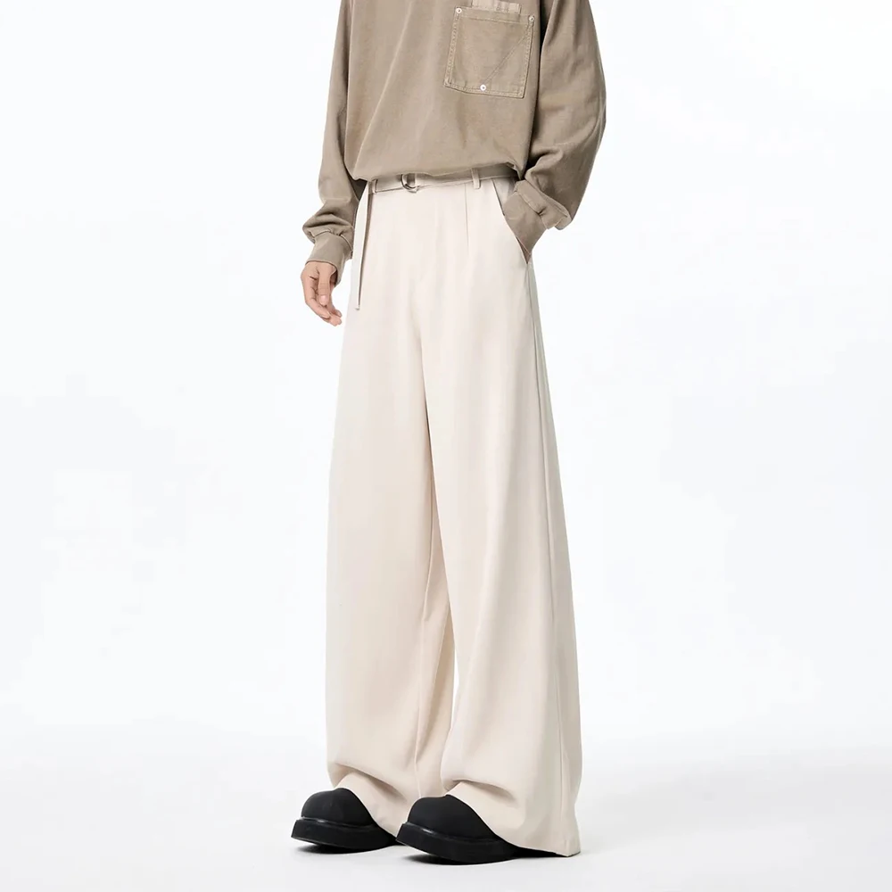 بنطلون رجالي عادي كلاسيكي سراويل تقليدية ربيع الشارع الشهير موضة الشباب الحرم الجامعي بلون بنطال ذو قصة أرجل واسعة ملابس للرجال 2025 #4