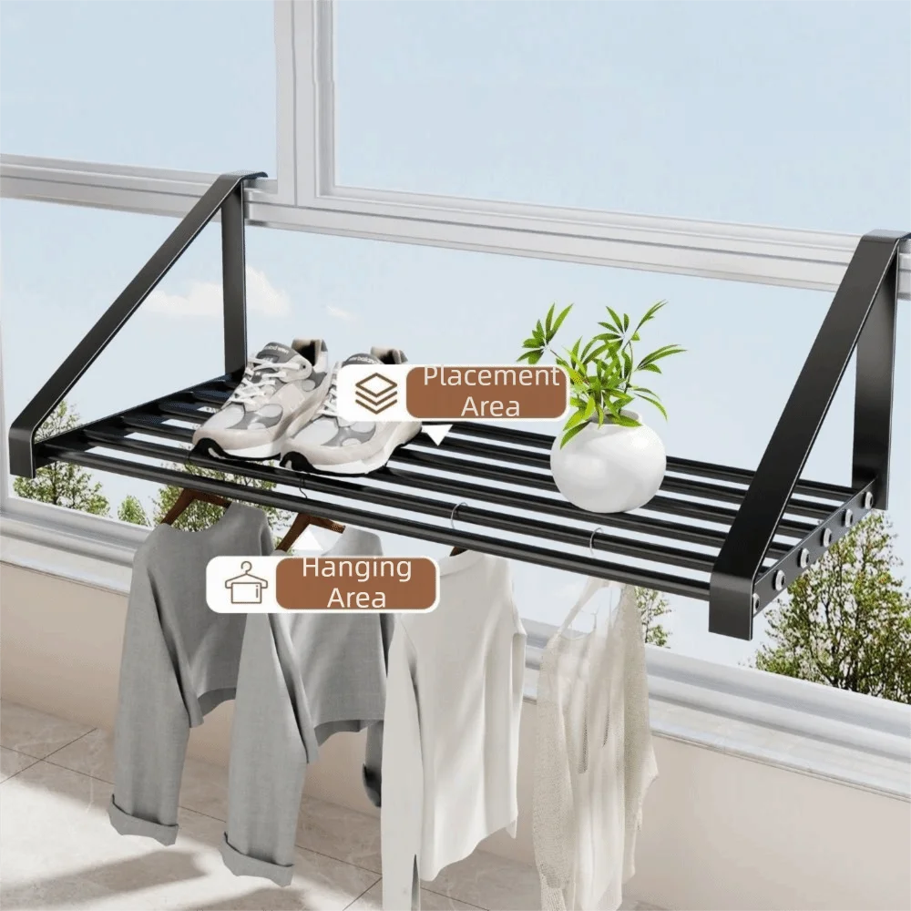 

Wall Mounted Iron Shoe Drying Rack Large Capacity Space Saving Shoe Rack Cat Hammock Plant Storage Rack for Balcony
