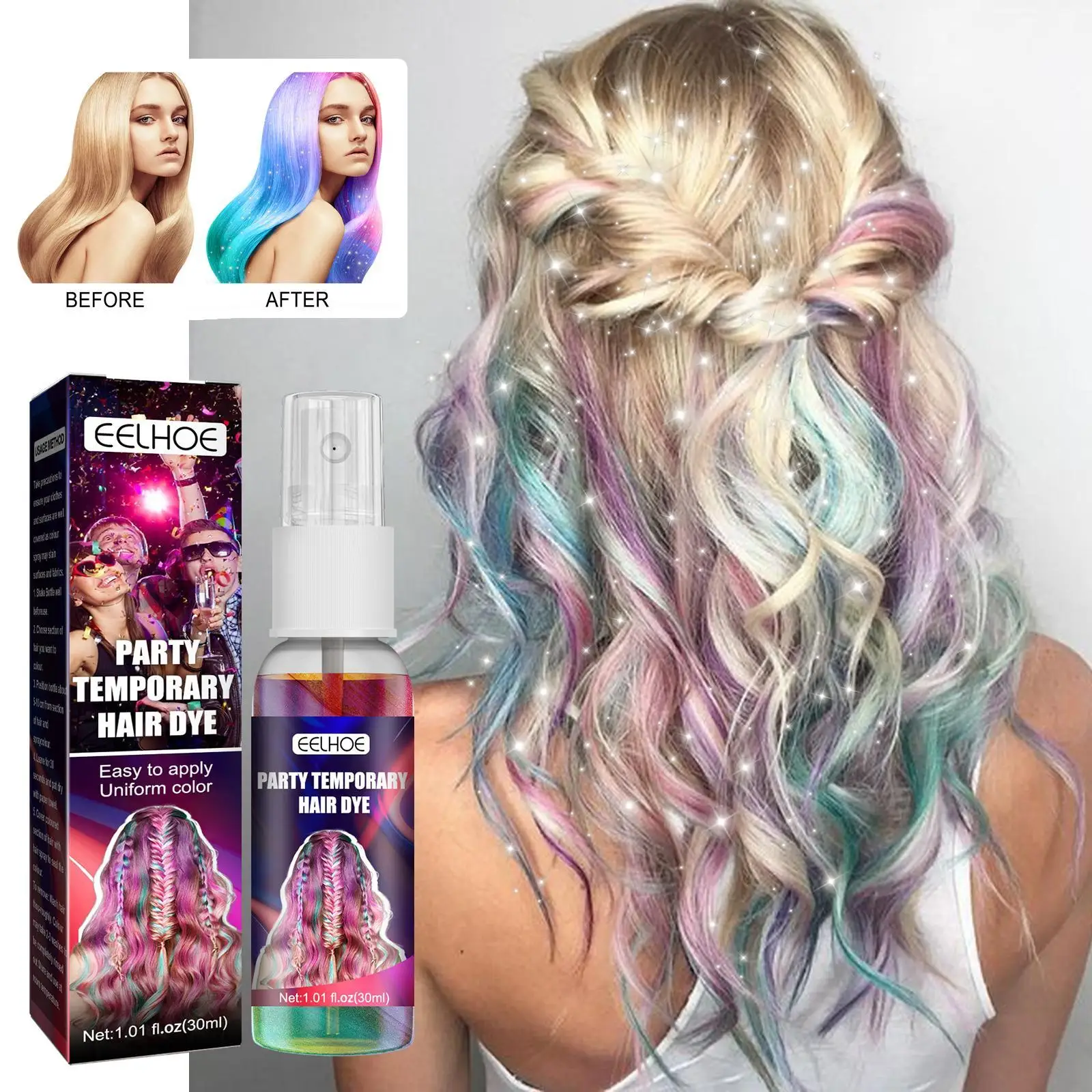 5 Stuks 30Ml Party Tijdelijke Haarverf Snelle Kleur Cosplay Carnaval Vloeibare Spray Hair Styling Langdurige Haarverf Haarverf Kunst