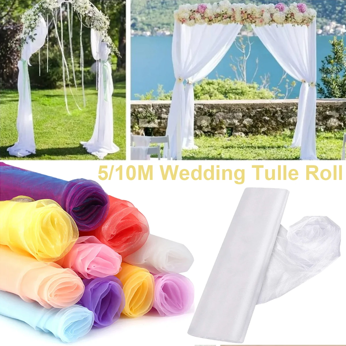 

5/10M Wedding Arch Draping Tulle Fabric Wedding Arch Decoration Yarn Birthday Party Backdrop Baby Shower Supplies Ceiling Decor
