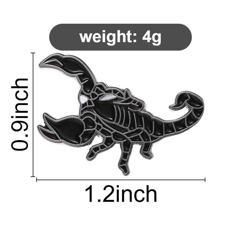 Dark Scorpion Enamel Pins Custom Goth Punk Style Brooches Vintage Retro Clothes Bag Jewelry Motorcycle Decor Lapel Badge Gifts