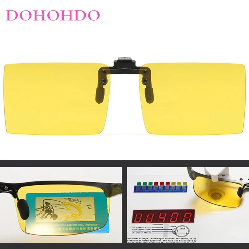 

Retro Square Polarized Lenses Clip On Sunglasses Women UV400 Night Vision Men Glasses Outdoor Sports Driving Anti-Glare Goggles