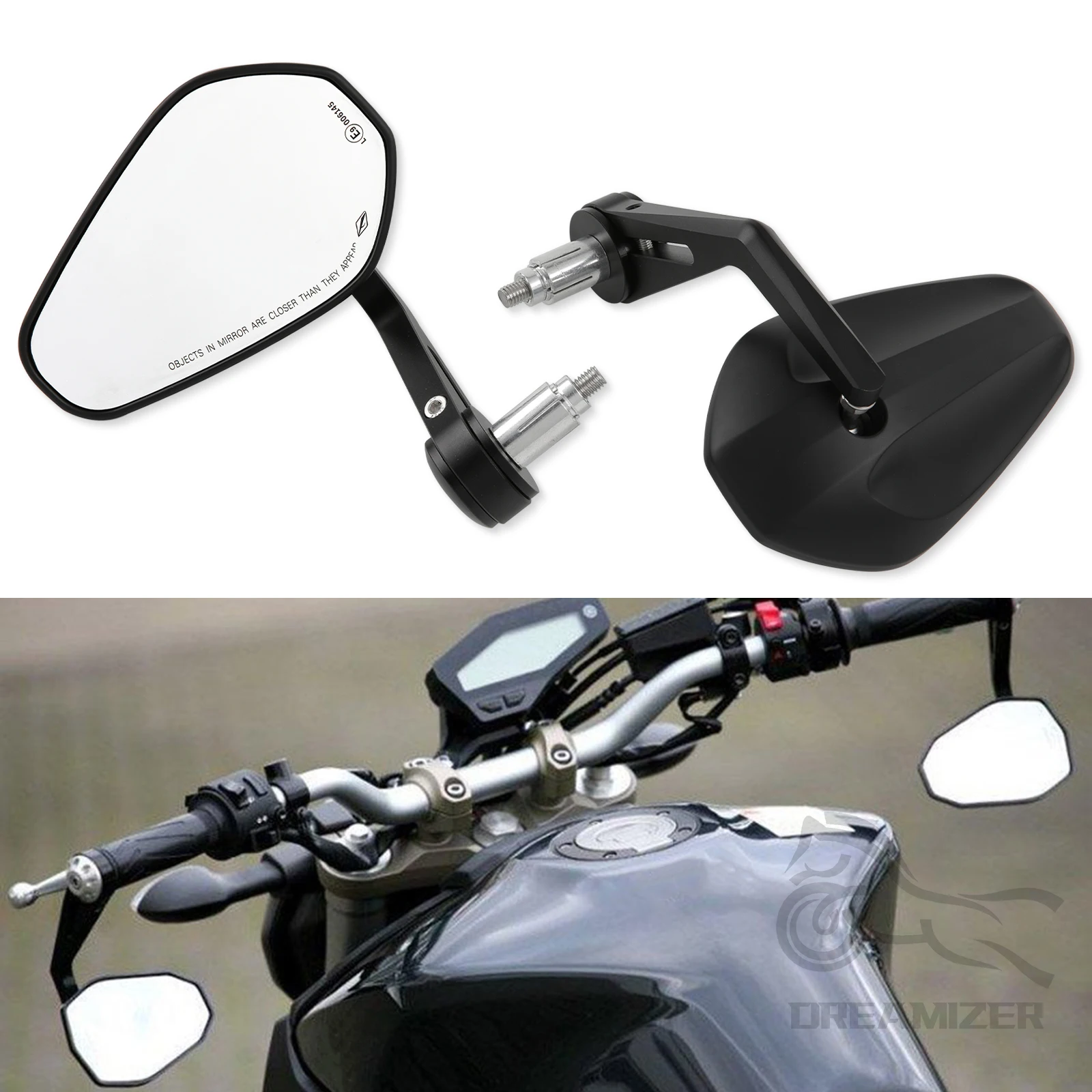 

Universal Black 7/8" or 1" Motorcycle Motorbike Scooters Rear View Side Mirror Handle Bar End Mirrors For Yamaha Kawasaki