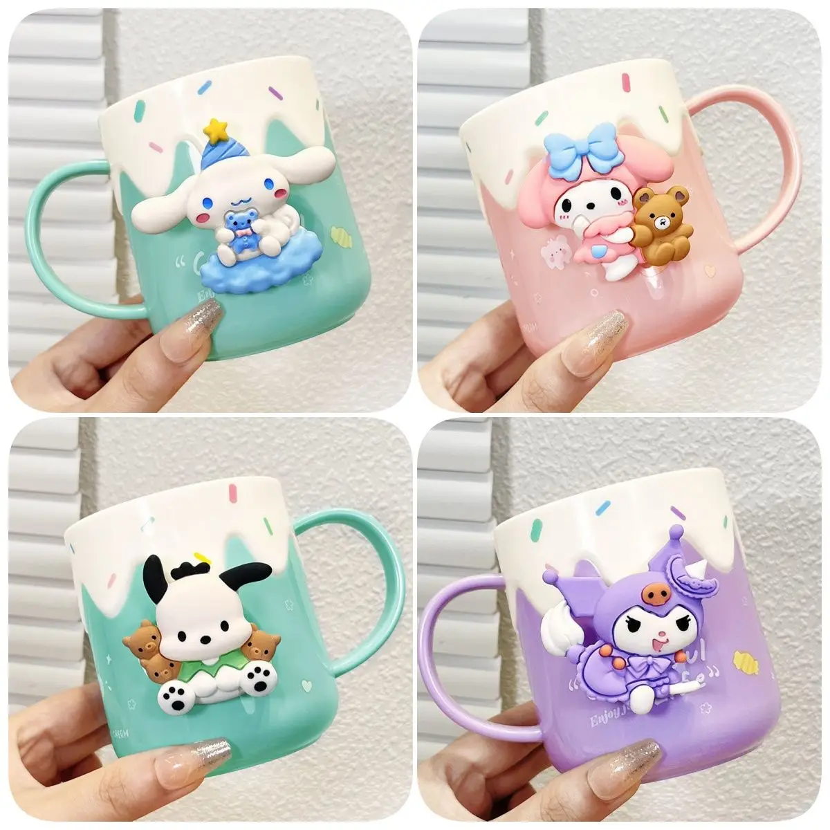 Sanrio-taza para enjuague bucal para niños, taza creativa para cepillo de dientes para el hogar con dibujos de kuromi, my melody, taza para cepillo de dientes Kawaii, venta al por mayor