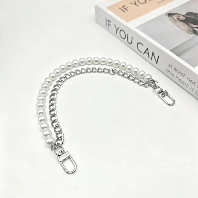 1Pcs Pearl Cell Phone Purse Chain Short Handle Replacement Bag Chain Strap Metal Shoulder Chain Handbag - view 4