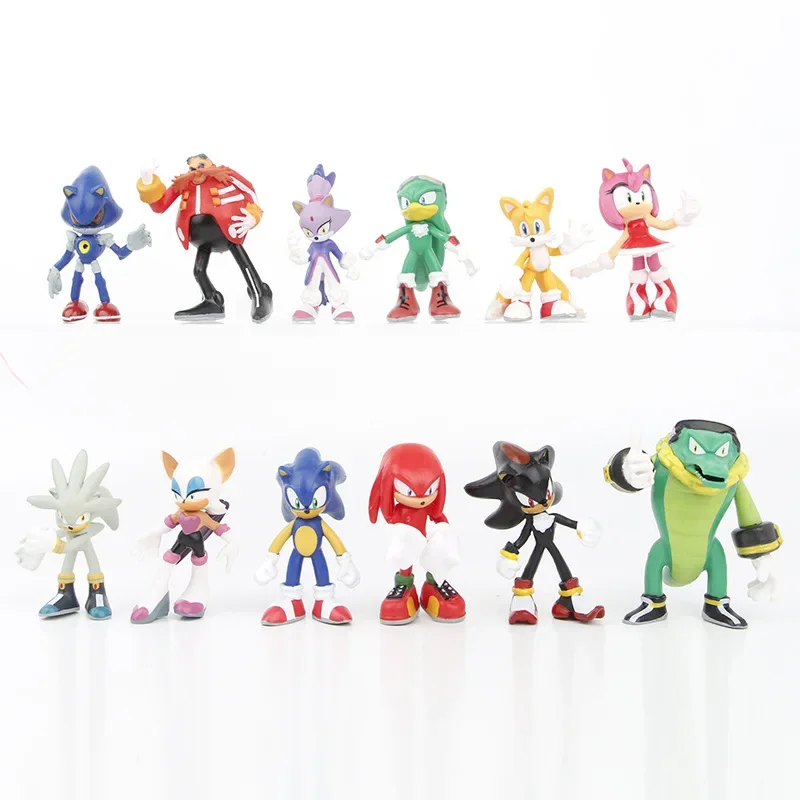 Sonic 12pcs PVC Statue Action Figurine Desk Collectible Anime Model Toys Figures Gift