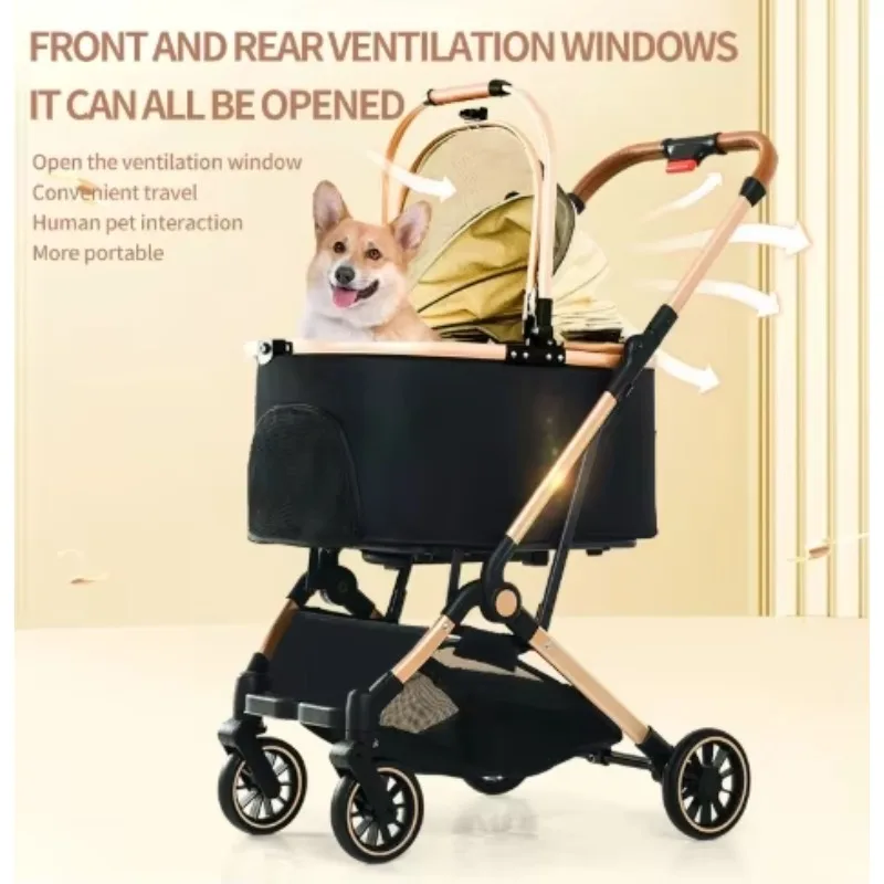 carrinho pet Wholesale New Pet Stroller Trolleys Portable Folding Dog Cat Car Large Capacity Durable Dog Cat One Click to Close