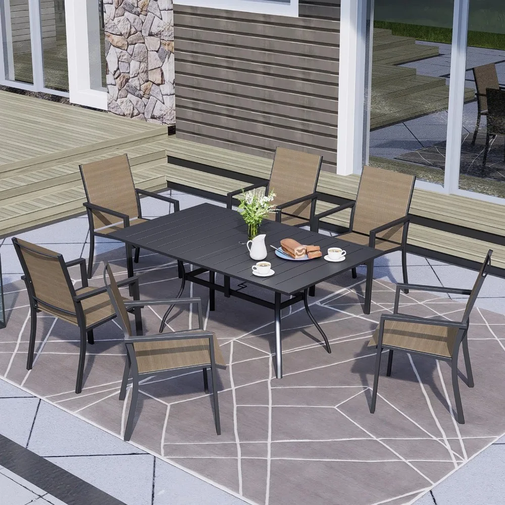 

7-Piece Outdoor Patio Dining Set, 6 Textilene Chairs &1 Rectangular Dining Table for Backyard Front Porch,Outdoor Furniture Sets