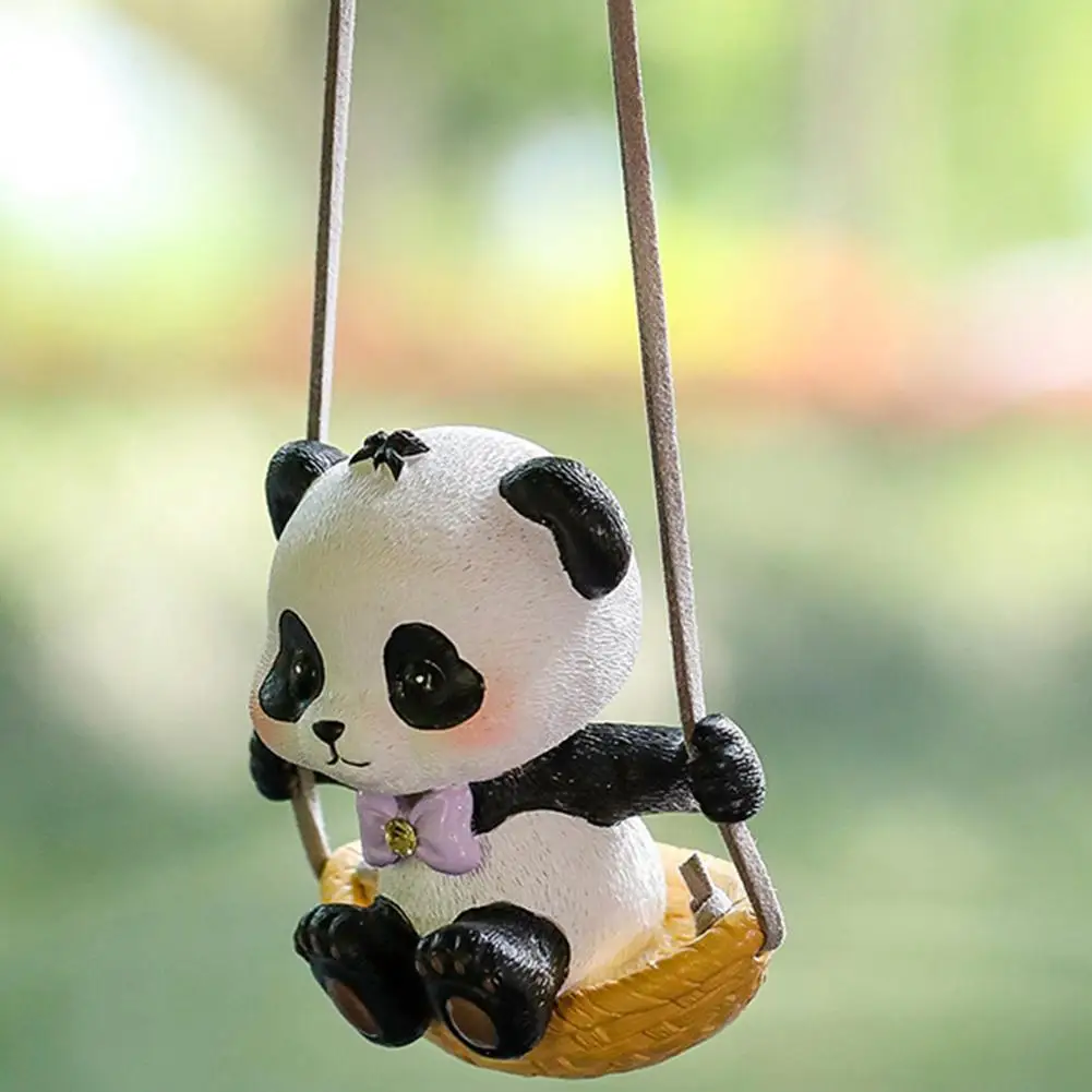 YOUZI Swinging Panda Car Hanging Ornament Car Rear View Mirror Pendant For Interior Car Auto Decoration Ornaments Accessories