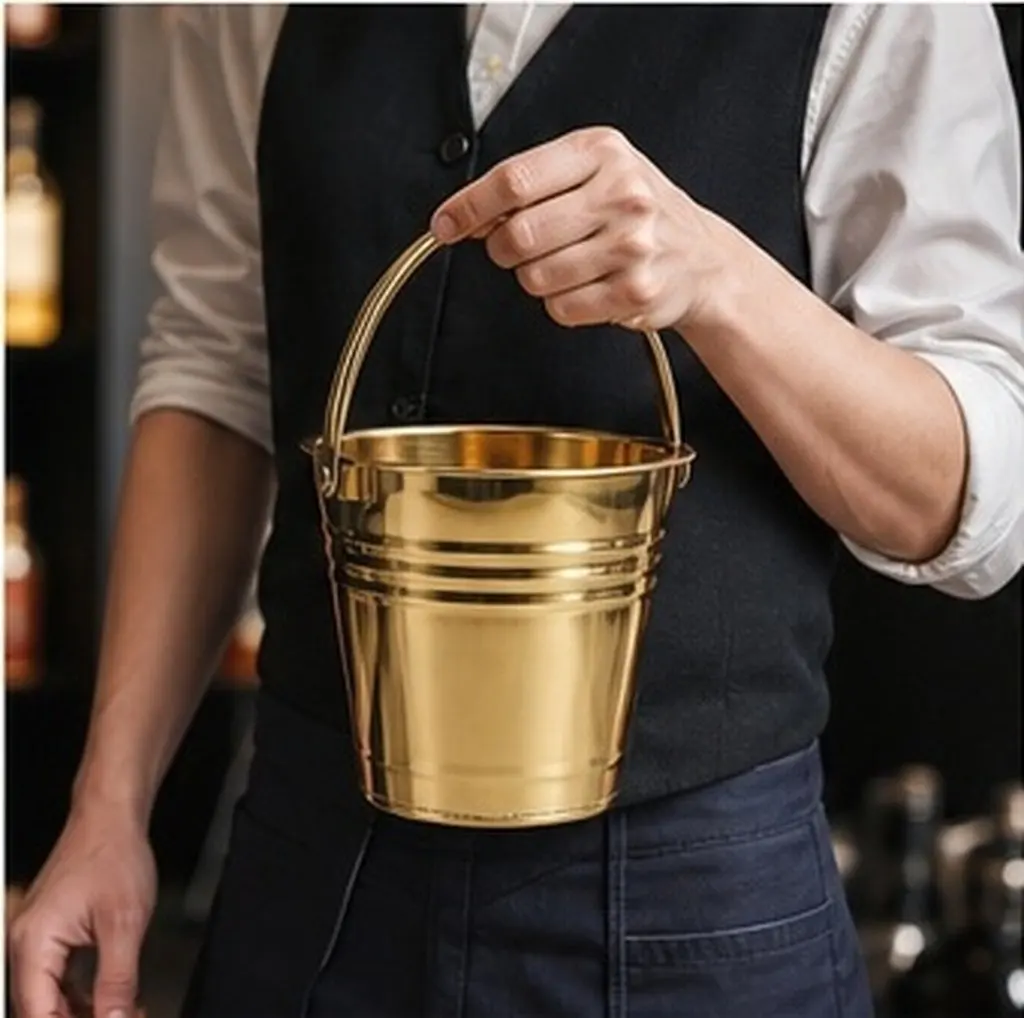 Stainless Steel Ice Cube Bucket for Wine Beer Chilling Bar Party Ktv Hotel Use Smooth Texture Sturdy Handle Stable