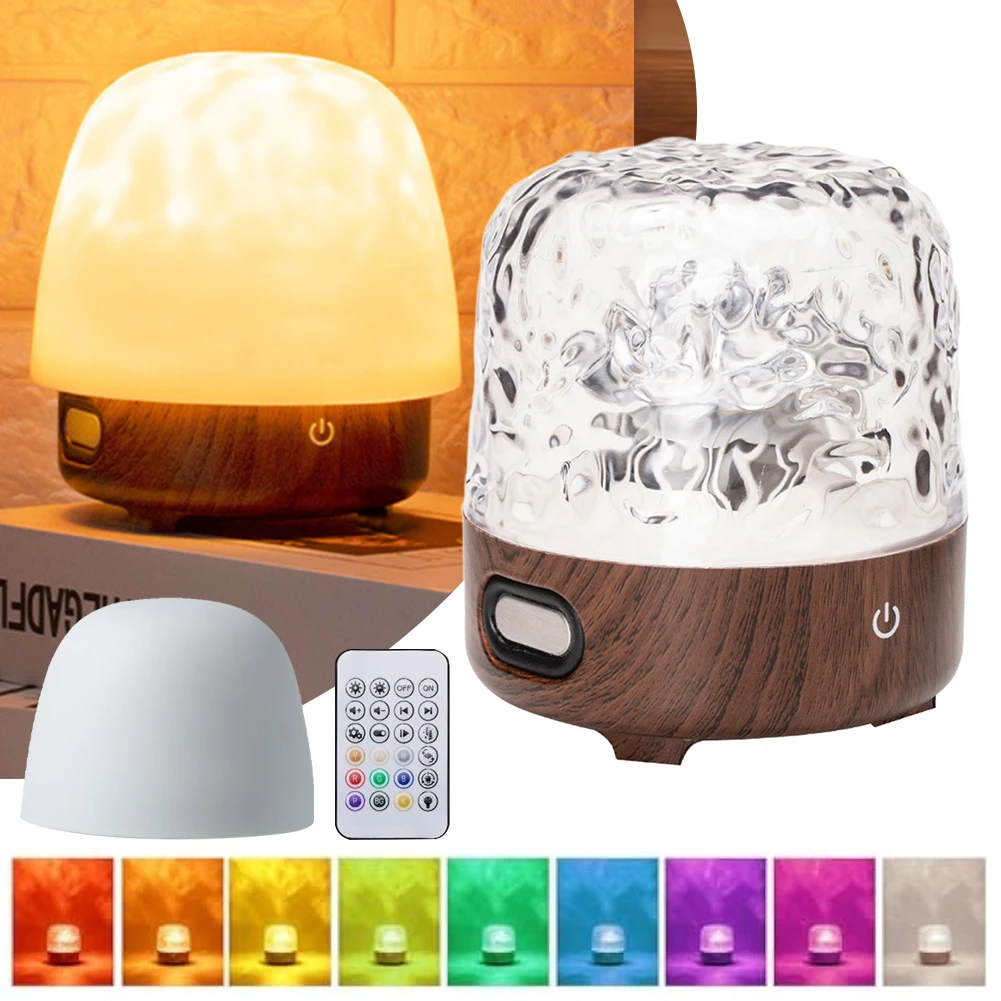 Ocean Wave Aurora Projector Light 16 Colors Dynamic Rotating Flame Crystal Lamp With Remote RGB Dimmable For Living Room Decor