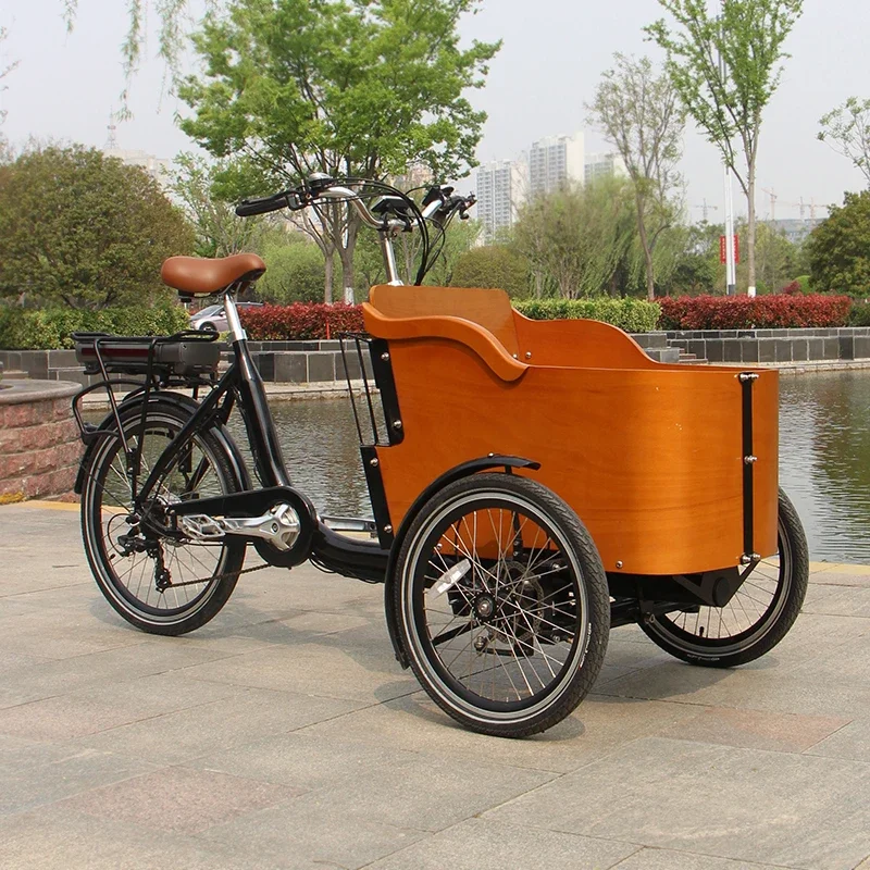 Cargo Tricycle Bike Kids Aluminum Frame Tricycle 3 Wheel Electric Cargo Bike Bicycle Black Frame Can Be Customize Colors