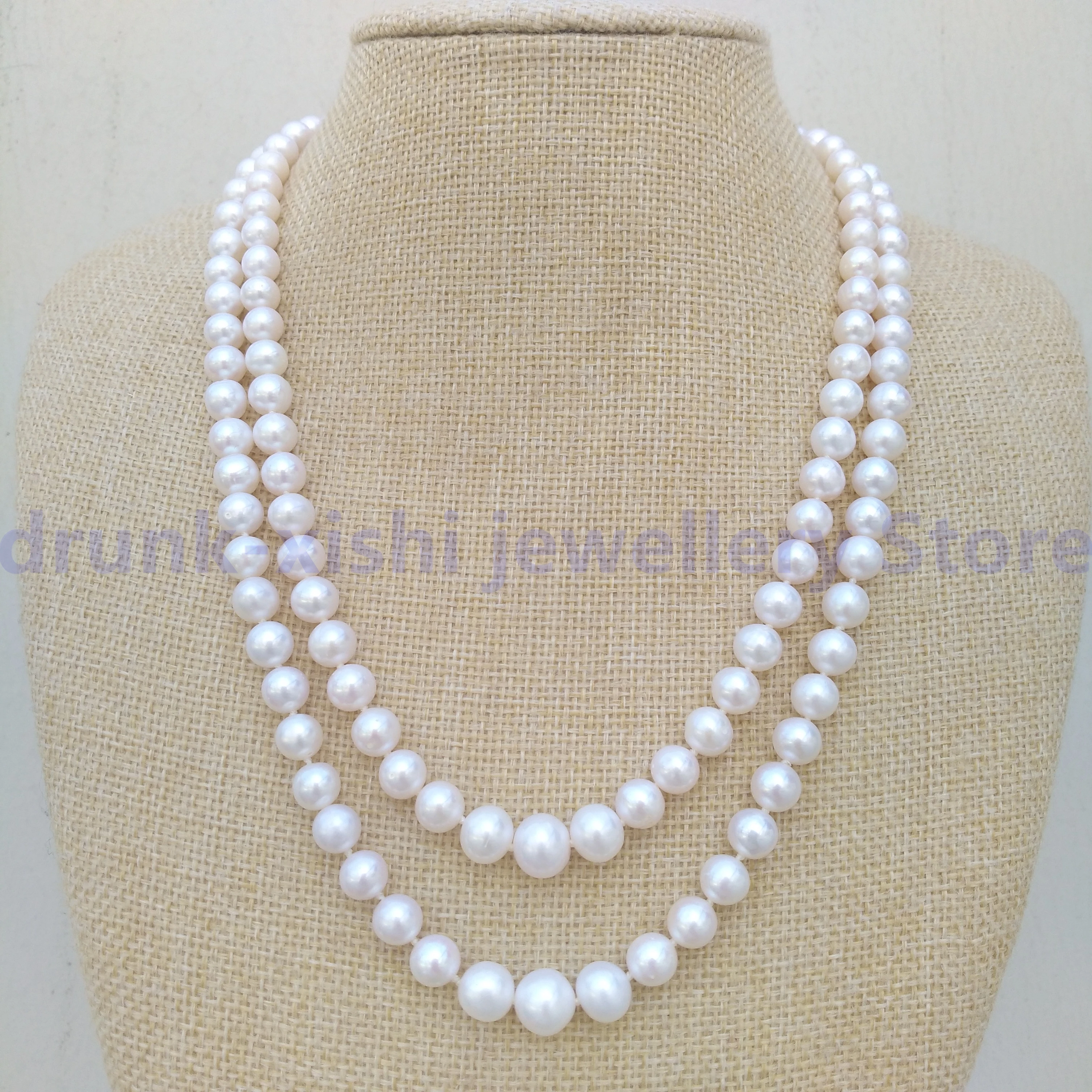 Very Distinguish 6-9mm South Sea Real Natural Genuine Pearl Necklace 18 inch 