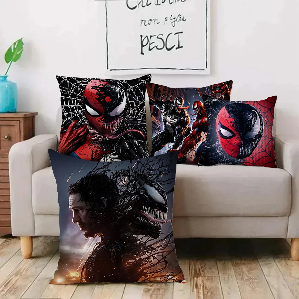 Cute Anime Venoms Pillow Covers Cartoon Sofa Decorative Home Double-sided Printing Short Plush Cute Cushion Cover