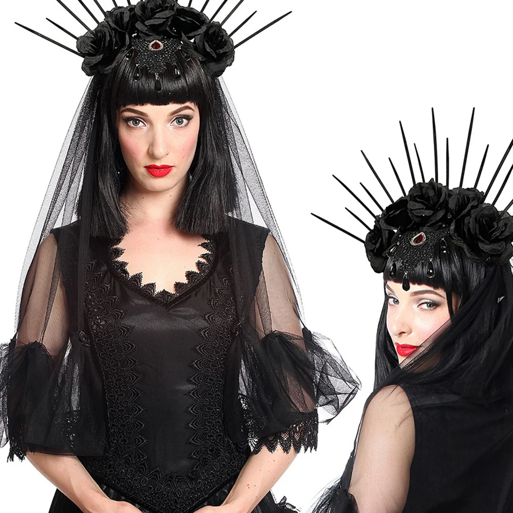 Mesh Veil Headband Durable Clothing Accessories Black Veil Headband Crown Headband Not Easy To Break Halloween Hair Accessories