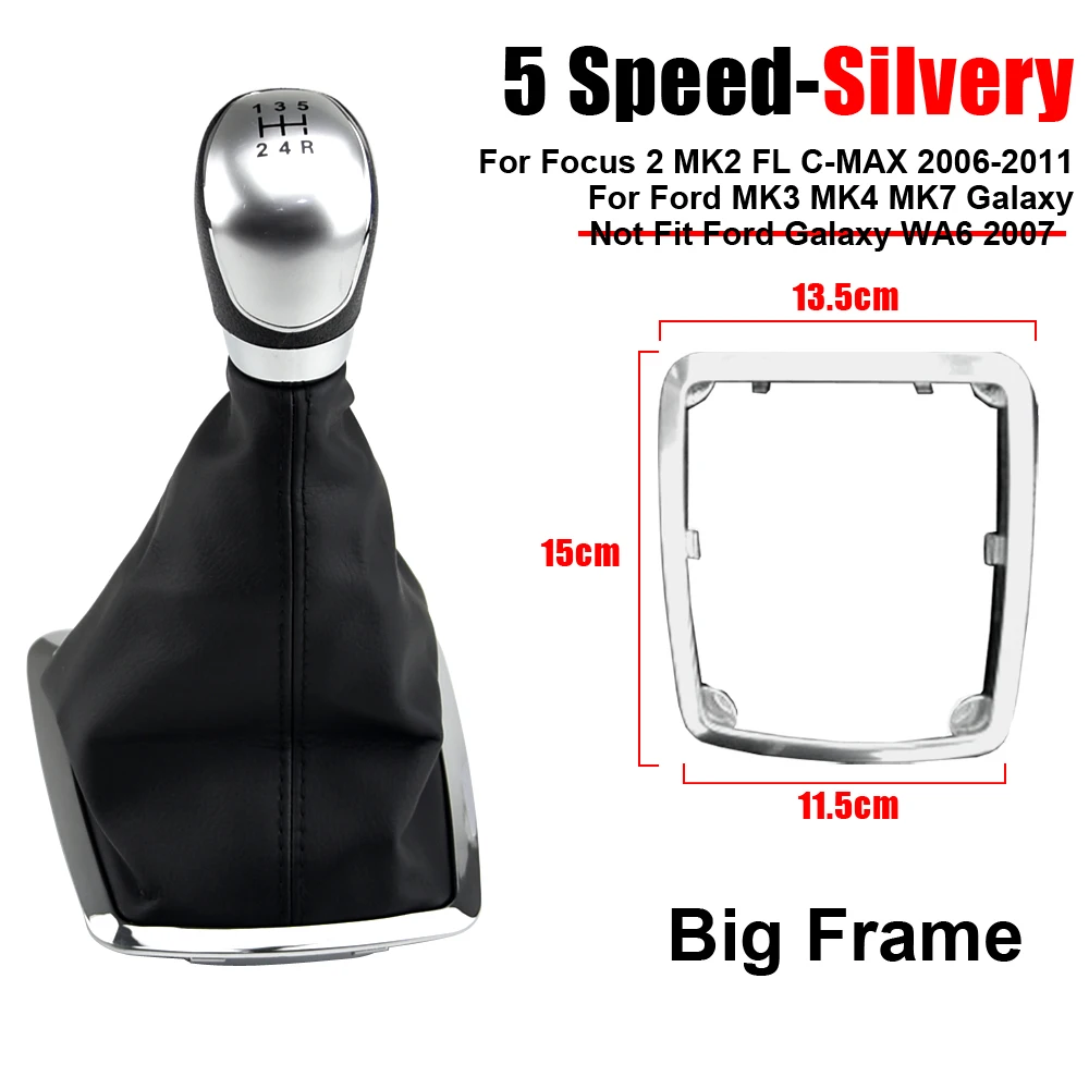 5/6 Speed Gear Shift Knob Lever HandBall For Ford Focus 2 MK2 FL C-MAX 2006-2011 MK3 MK4 MK7 Galaxy Gaiter Boot Leather Cover