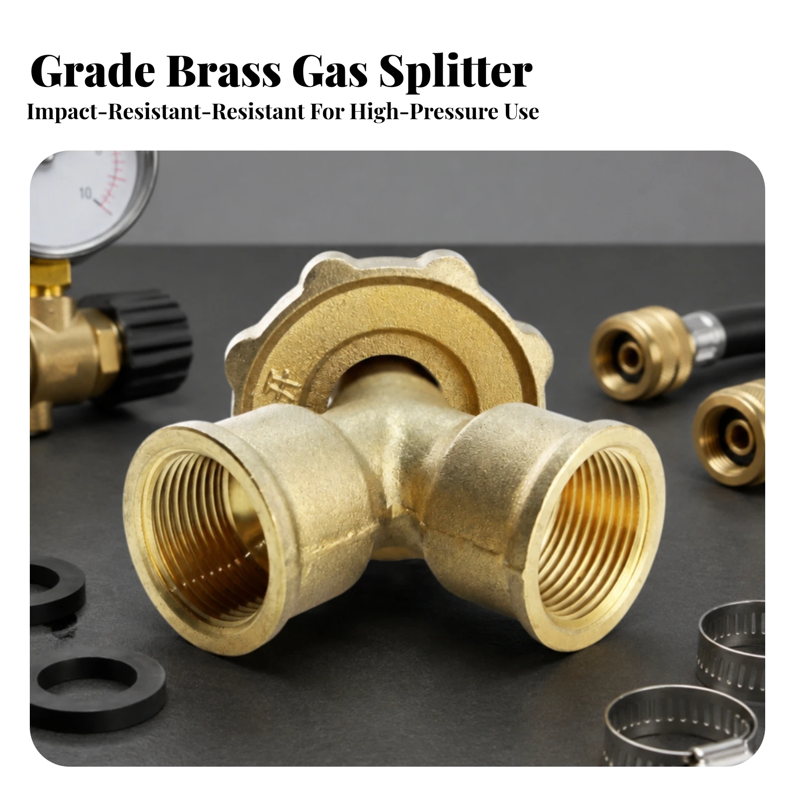 Propane Tank Connector Compact Liquefied Petroleum Gas Cylinder Splitter with Integrated Sealing Gasket DN15 Threaded Gas Tee