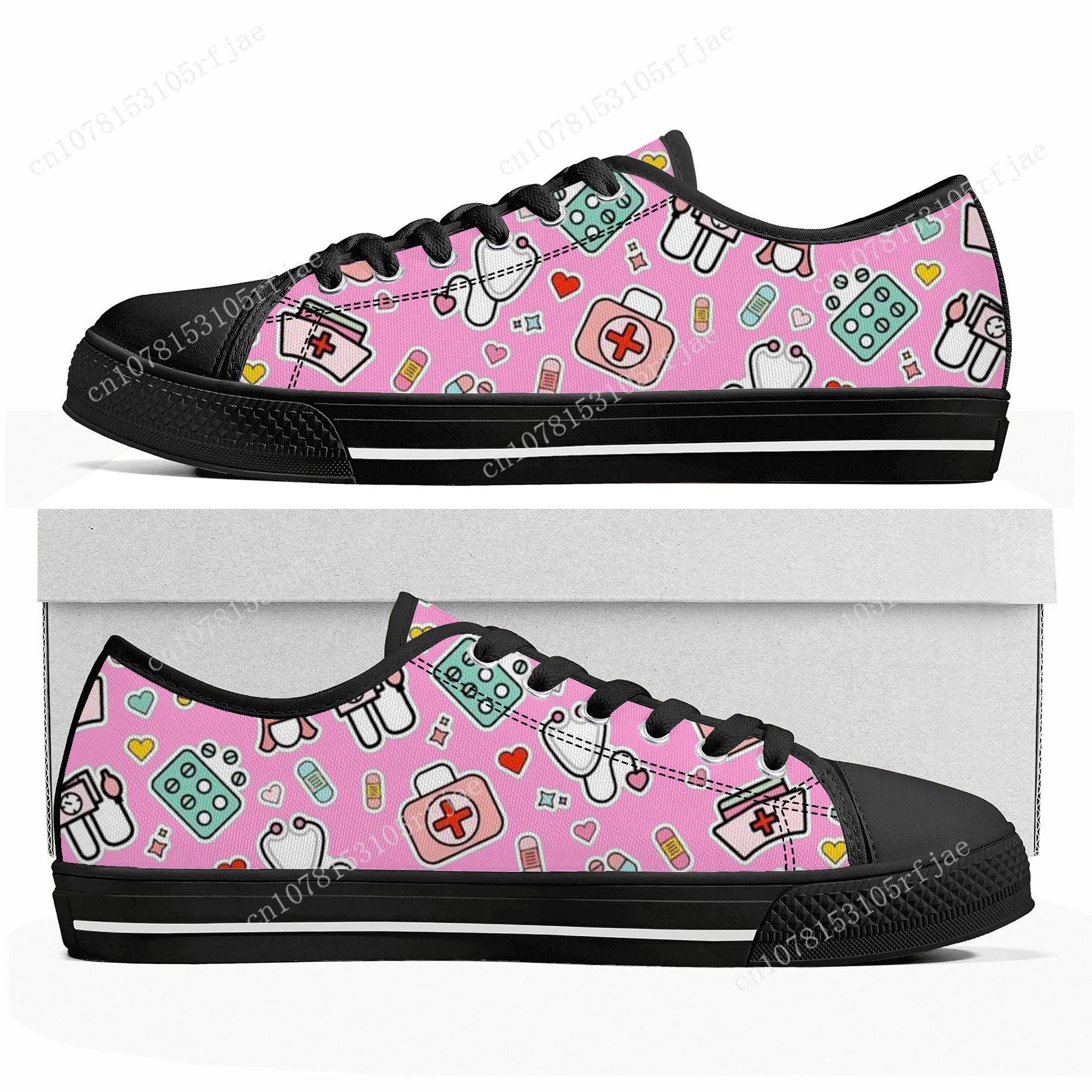 

Hospital Medical Nurse Print Custom Low Top Sneakers Womens Mens High Quality Teenager Shoes Casual Tailor Made Canvas Sneaker