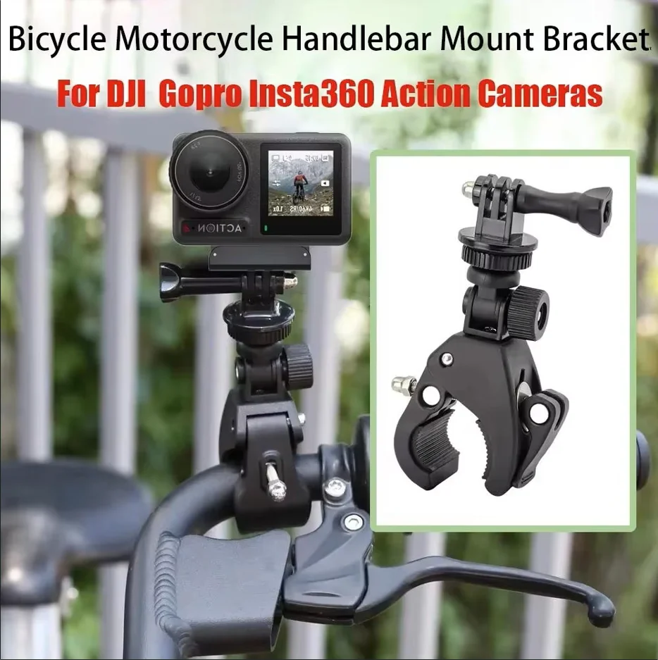 Bicycle Handlebar Mount Bike Holder for GoPro Hero/SJCAM AKASO/Insta360/DJI Osmo Action/Pocket 3 2 Camera Accessories