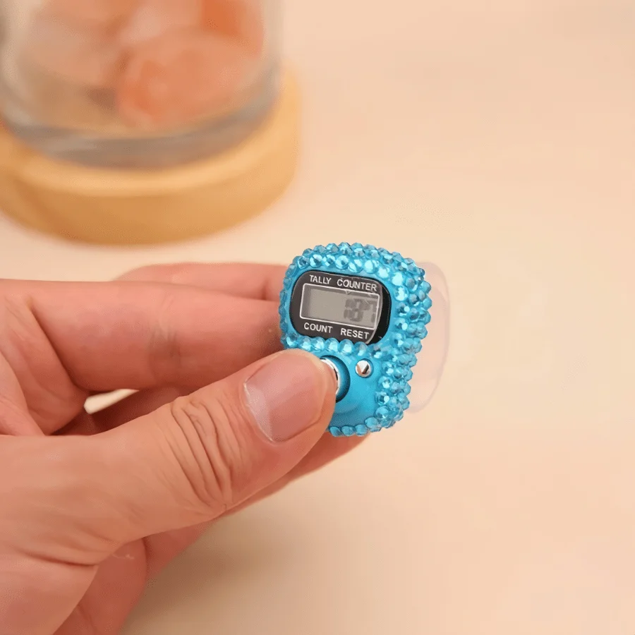 3Pcs Mini Rhinestone Finger Tally Counter, Portable Manual Click Counter for Prayer Inventory Sports